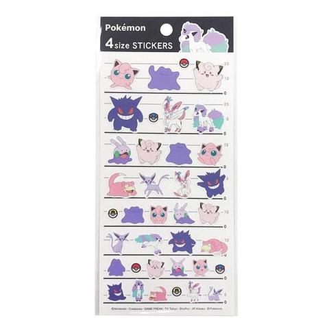 Pokemon Center - 4SIZE STICKER Set: Pink and Purple Mix